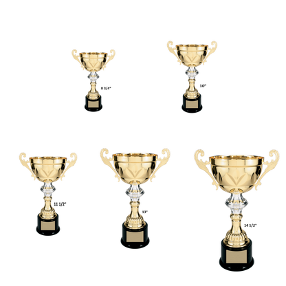 Gold Completed Metal Cup Trophy on Plastic Base/Metal Cups