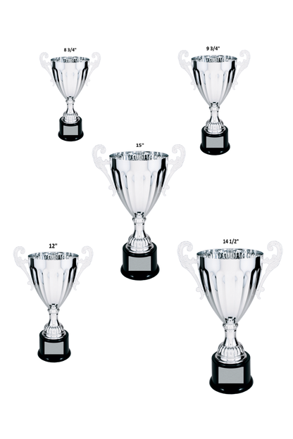 Silver Completed Metal Cup Trophy on Plastic Base/Metal Cups