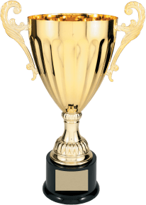 Gold Completed Metal Cup Trophy on Plastic Base/Metal Cups