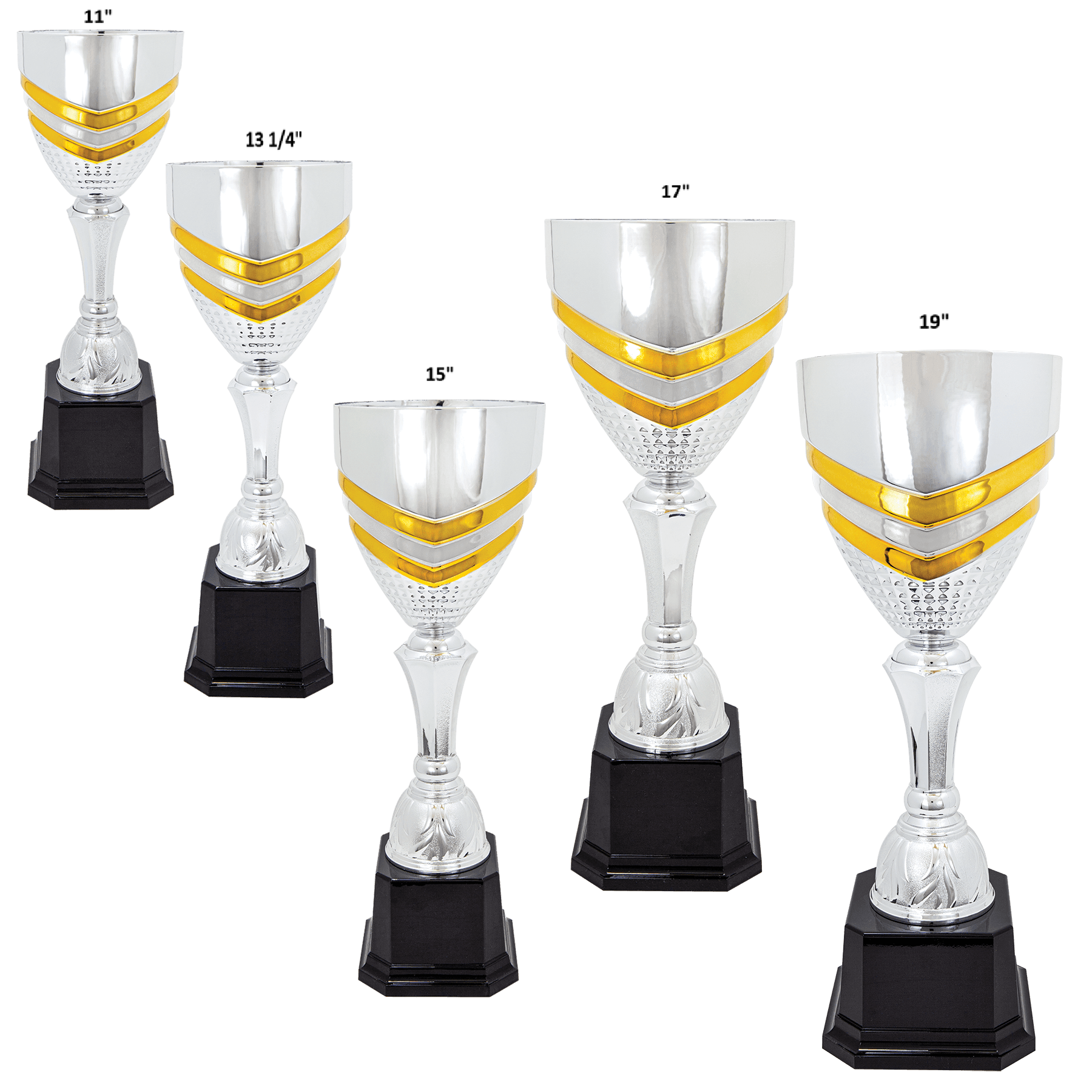 Completed Metal Cup Trophy on Plastic Base/Metal Cups