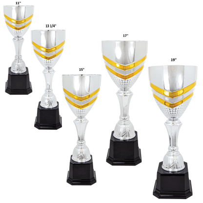 Completed Metal Cup Trophy on Plastic Base/Metal Cups