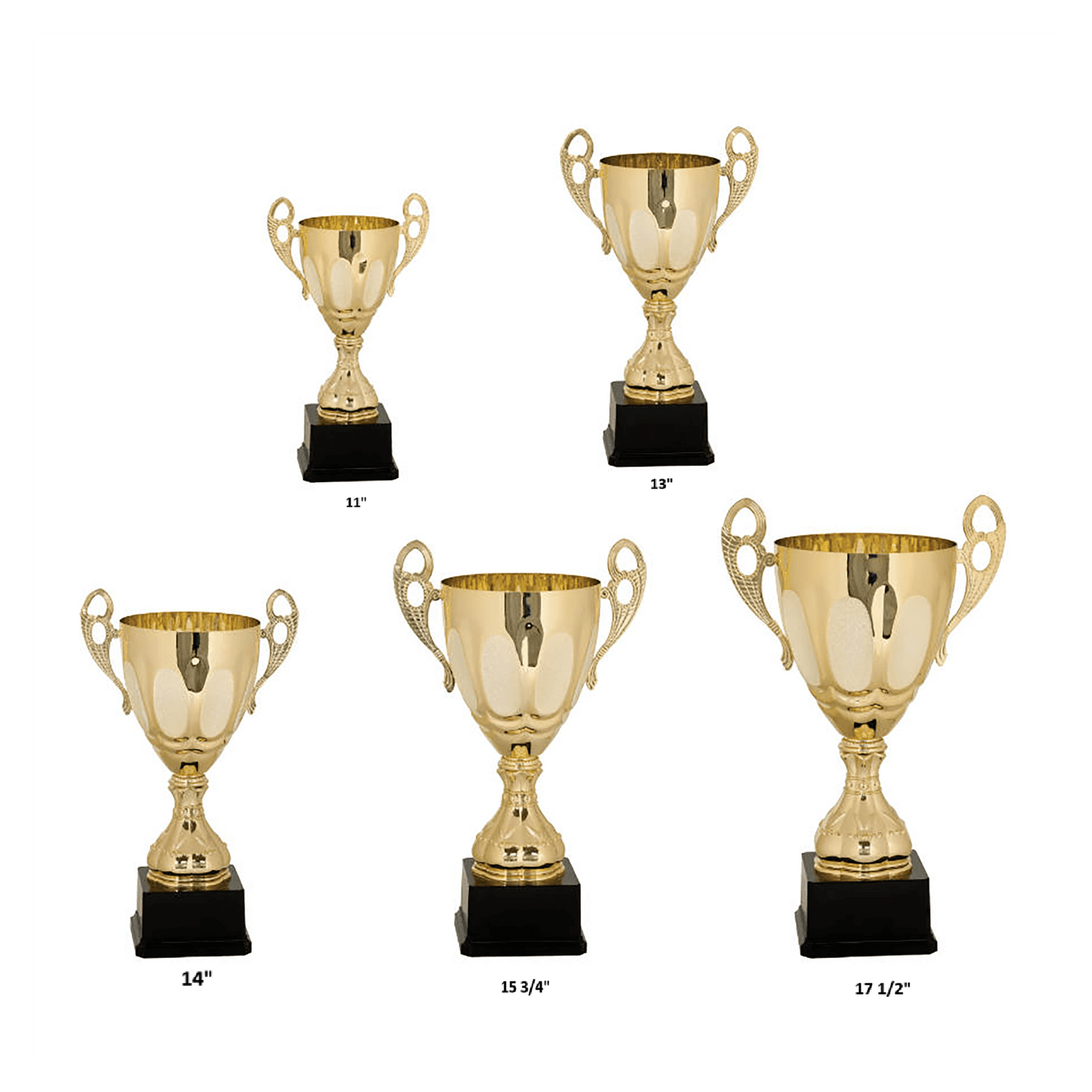Gold Completed Metal Cup Trophy on Plastic Base/Metal Cups