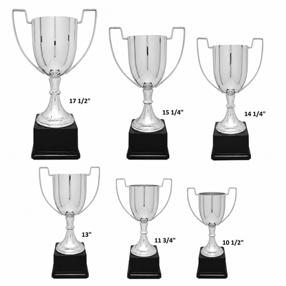 Silver Completed Zinc Cup Trophy on Plastic Base/Metal Cups