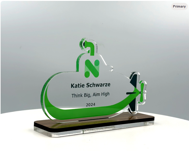 Custom Design Acrylic Trophy with Wood Base/Employee Recognition Award/STEM Award/Tech Gift - Acrylic with Color Prints - Free Customization