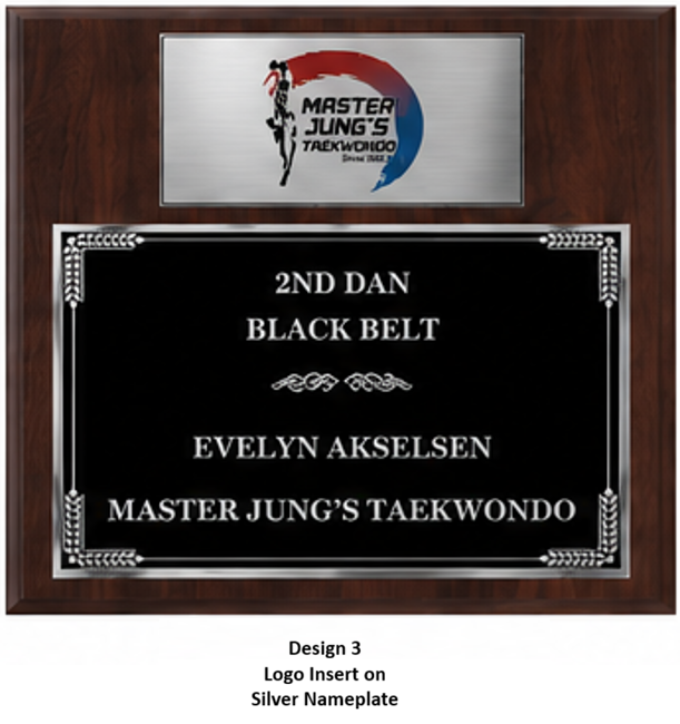 Personalized Engraved Trophy Plaque Award - Walnut / Cherry Trophy Plaque with Silver Black Metal Plate - Multiple Size