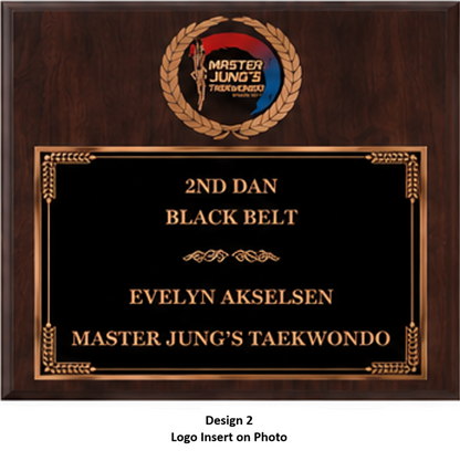 Personalized Engraved Trophy Plaque Award - Walnut / Cherry Trophy Plaque with Bronze Black Metal Plate - Multiple Sizes