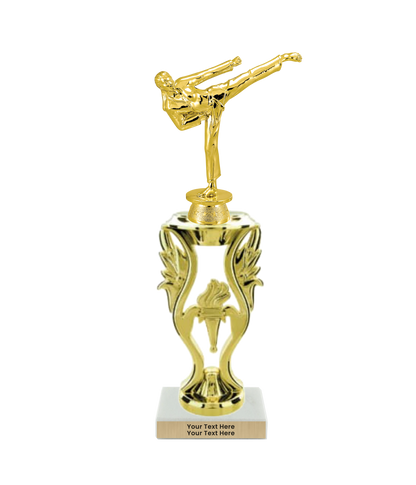 Taekwondo High Kick Taekwondo Trophy with WHITE MARBLE BASE