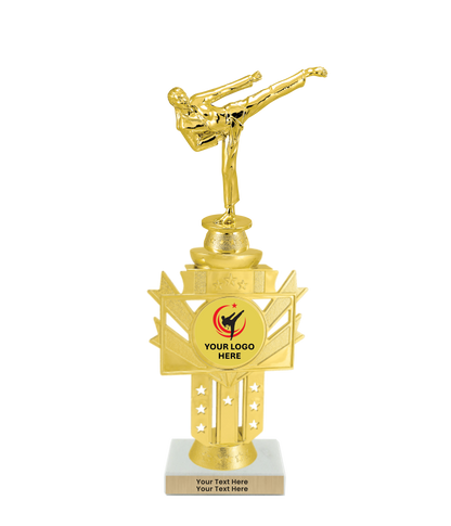 Taekwondo High Kick Taekwondo Trophy with WHITE MARBLE BASE