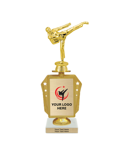Taekwondo High Kick Taekwondo Trophy with WHITE MARBLE BASE