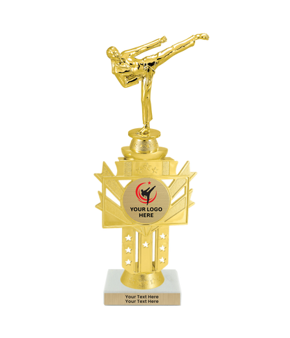 Taekwondo High Kick Taekwondo Trophy with WHITE MARBLE BASE