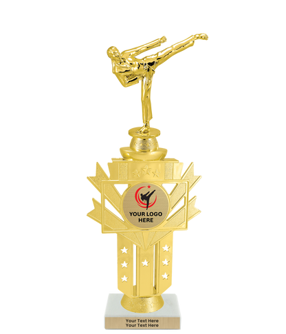 Taekwondo High Kick Taekwondo Trophy with WHITE MARBLE BASE