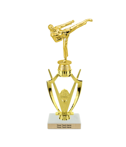 Taekwondo High Kick Taekwondo Trophy with WHITE MARBLE BASE