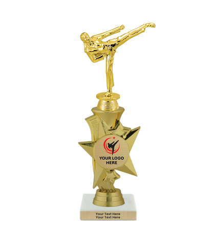 Taekwondo High Kick Taekwondo Trophy with WHITE MARBLE BASE