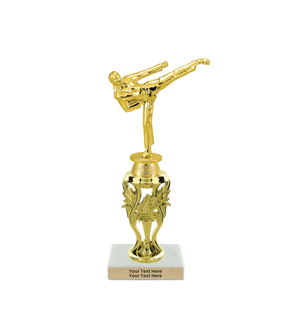 Taekwondo High Kick Taekwondo Trophy with WHITE MARBLE BASE