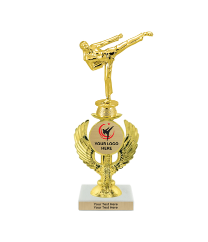Taekwondo High Kick Taekwondo Trophy with WHITE MARBLE BASE