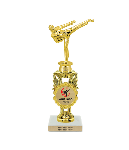 Taekwondo High Kick Taekwondo Trophy with WHITE MARBLE BASE