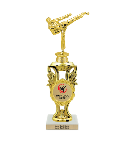 Taekwondo High Kick Taekwondo Trophy with WHITE MARBLE BASE