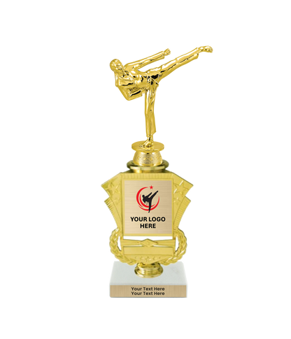 Taekwondo High Kick Taekwondo Trophy with WHITE MARBLE BASE