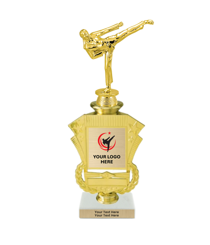 Taekwondo High Kick Taekwondo Trophy with WHITE MARBLE BASE