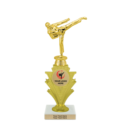 Taekwondo High Kick Taekwondo Trophy with WHITE MARBLE BASE
