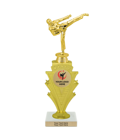 Taekwondo High Kick Taekwondo Trophy with WHITE MARBLE BASE
