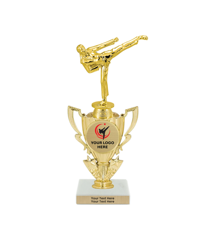Taekwondo High Kick Taekwondo Trophy with WHITE MARBLE BASE