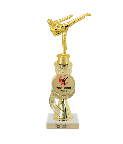 Taekwondo High Kick Taekwondo Trophy with WHITE MARBLE BASE