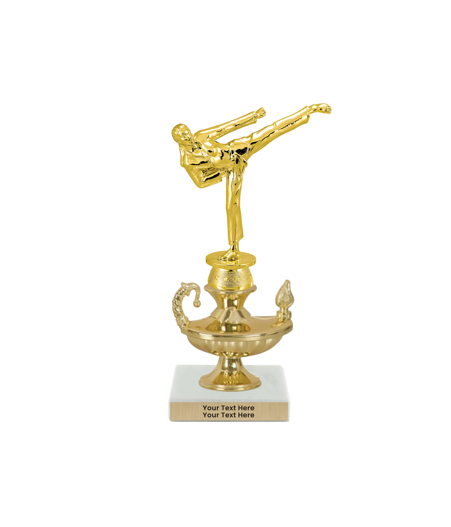 Taekwondo High Kick Taekwondo Trophy with WHITE MARBLE BASE