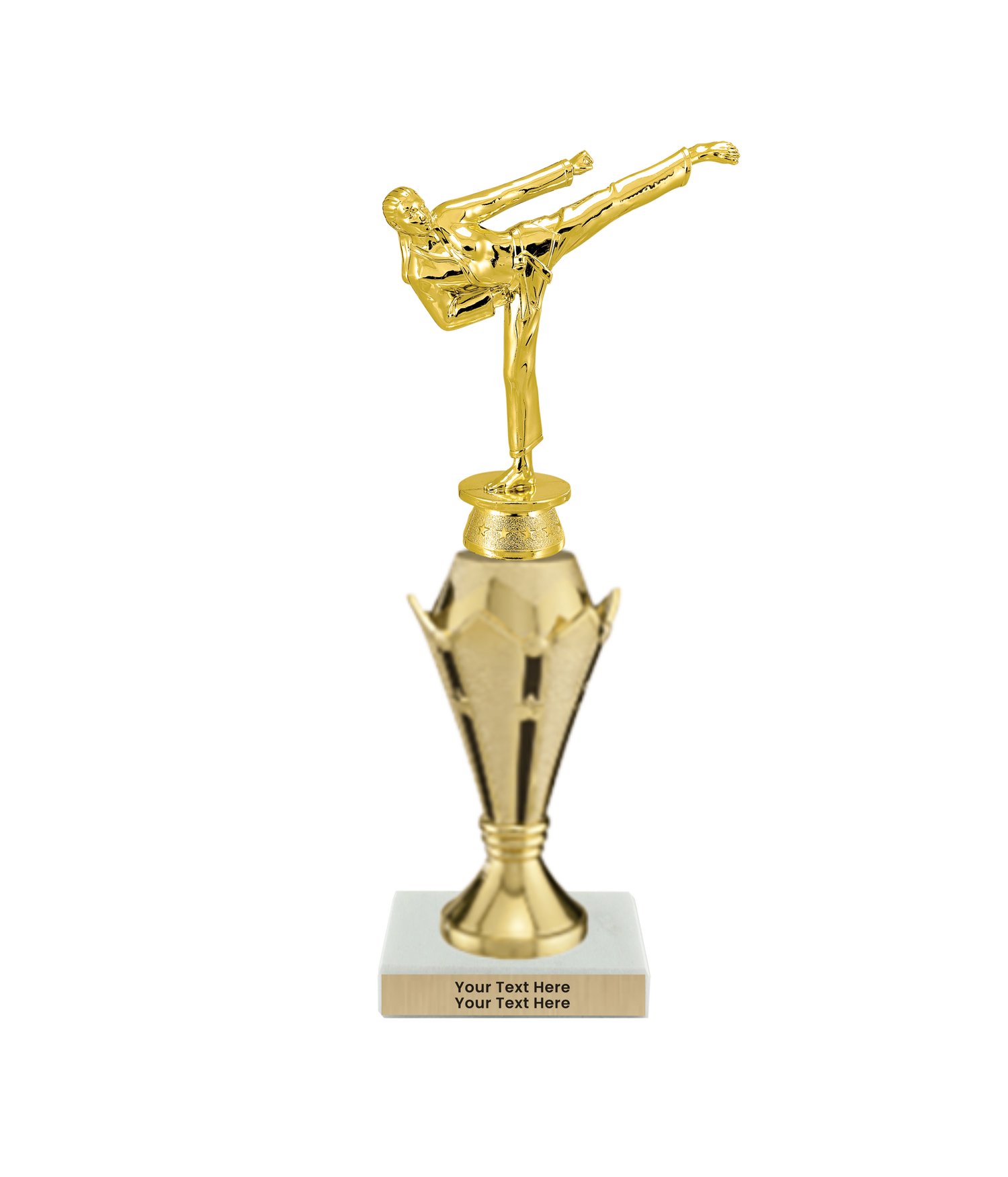 Taekwondo High Kick Taekwondo Trophy with WHITE MARBLE BASE