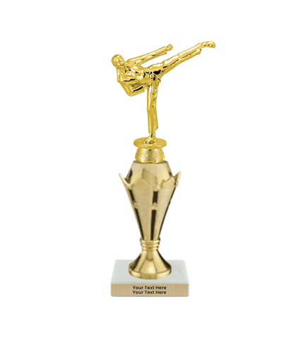 Taekwondo High Kick Taekwondo Trophy with WHITE MARBLE BASE