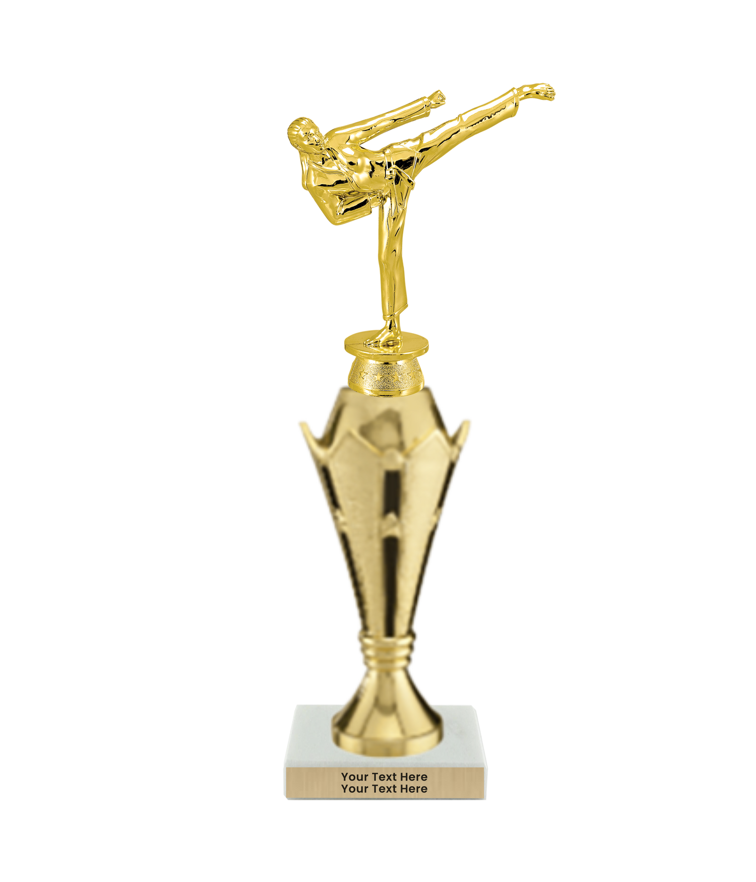 Taekwondo High Kick Taekwondo Trophy with WHITE MARBLE BASE