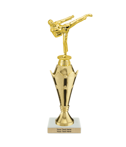 Taekwondo High Kick Taekwondo Trophy with WHITE MARBLE BASE