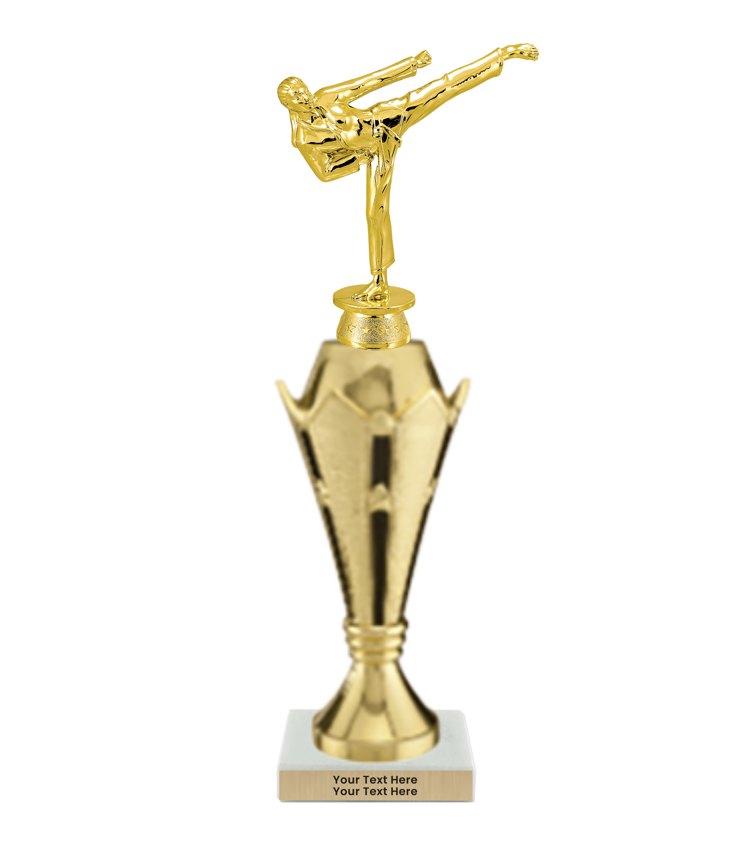 Taekwondo High Kick Taekwondo Trophy with WHITE MARBLE BASE
