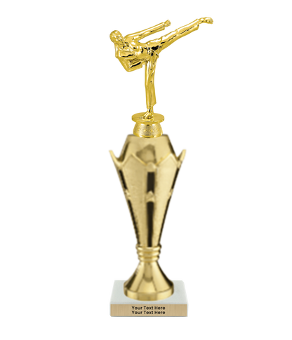 Taekwondo High Kick Taekwondo Trophy with WHITE MARBLE BASE