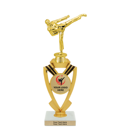 Taekwondo High Kick Taekwondo Trophy with WHITE MARBLE BASE