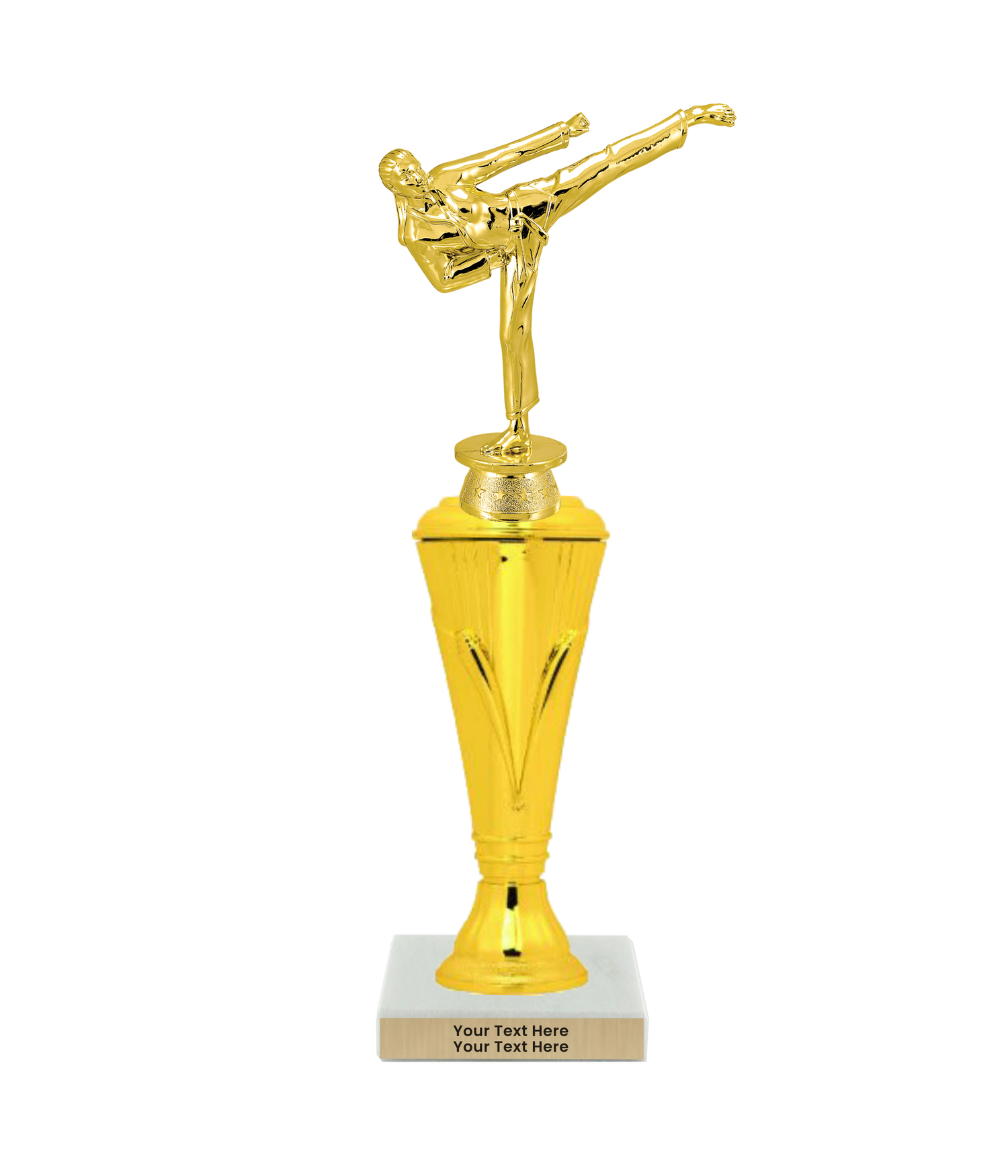Taekwondo High Kick Taekwondo Trophy with WHITE MARBLE BASE