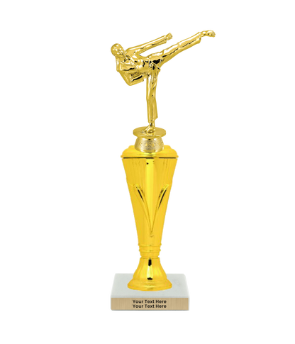 Taekwondo High Kick Taekwondo Trophy with WHITE MARBLE BASE