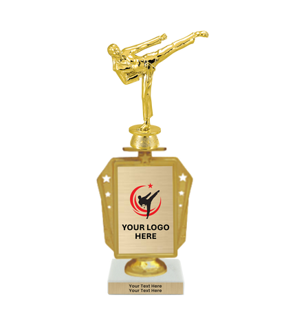 Taekwondo High Kick Taekwondo Trophy with WHITE MARBLE BASE
