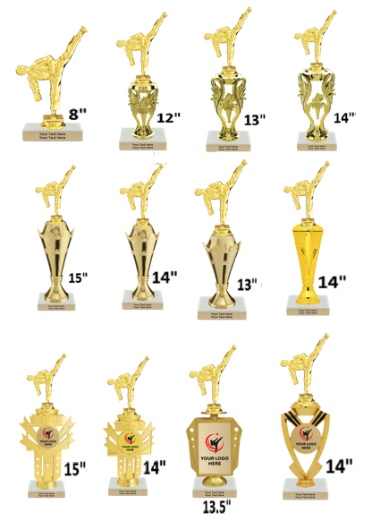 Taekwondo High Kick Taekwondo Trophy with WHITE MARBLE BASE