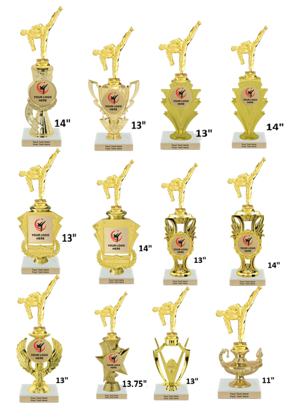 Taekwondo High Kick Taekwondo Trophy with WHITE MARBLE BASE