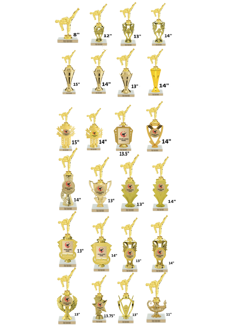 Taekwondo High Kick Taekwondo Trophy with WHITE MARBLE BASE