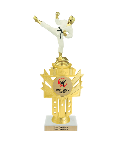 Taekwondo High Kick Taekwondo Trophy with WHITE MARBLE BASE