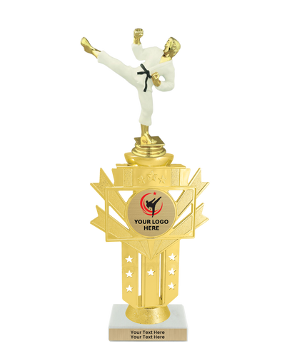 Taekwondo High Kick Taekwondo Trophy with WHITE MARBLE BASE