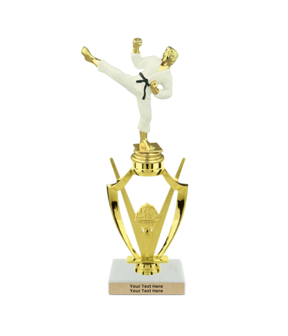 Taekwondo High Kick Taekwondo Trophy with WHITE MARBLE BASE