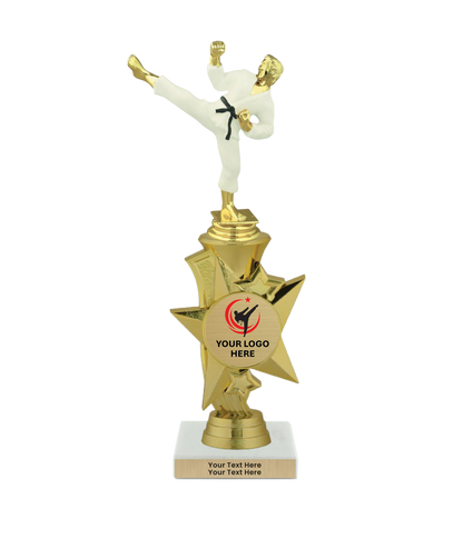Taekwondo High Kick Taekwondo Trophy with WHITE MARBLE BASE
