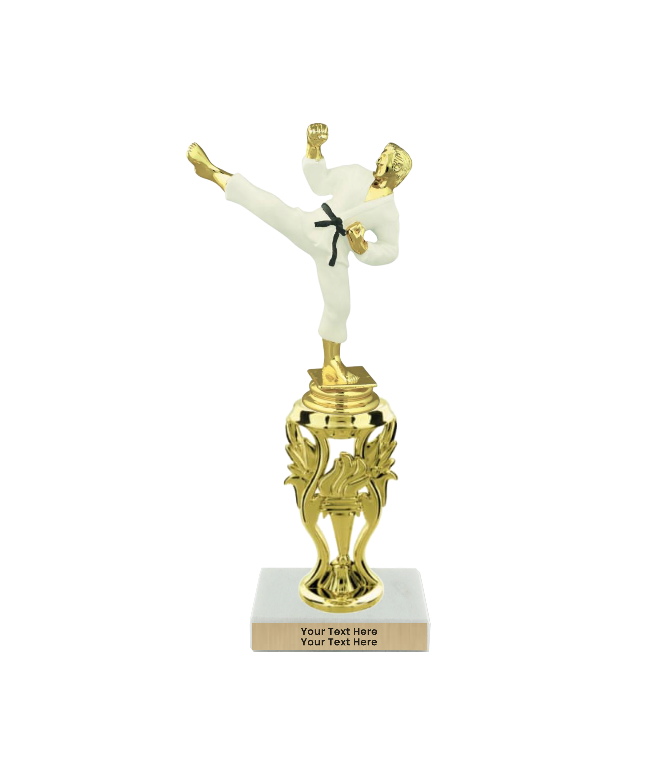 Taekwondo High Kick Taekwondo Trophy with WHITE MARBLE BASE