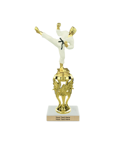 Taekwondo High Kick Taekwondo Trophy with WHITE MARBLE BASE