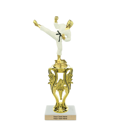 Taekwondo High Kick Taekwondo Trophy with WHITE MARBLE BASE
