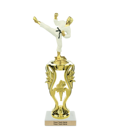 Taekwondo High Kick Taekwondo Trophy with WHITE MARBLE BASE