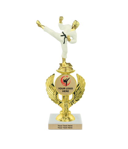 Taekwondo High Kick Taekwondo Trophy with WHITE MARBLE BASE